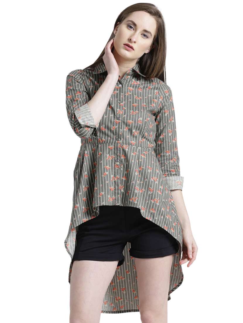 grey printed cotton tunic
