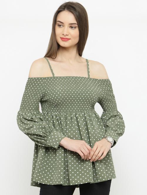 grey polka dot cotton top - 15093467 - Standard Image - 0