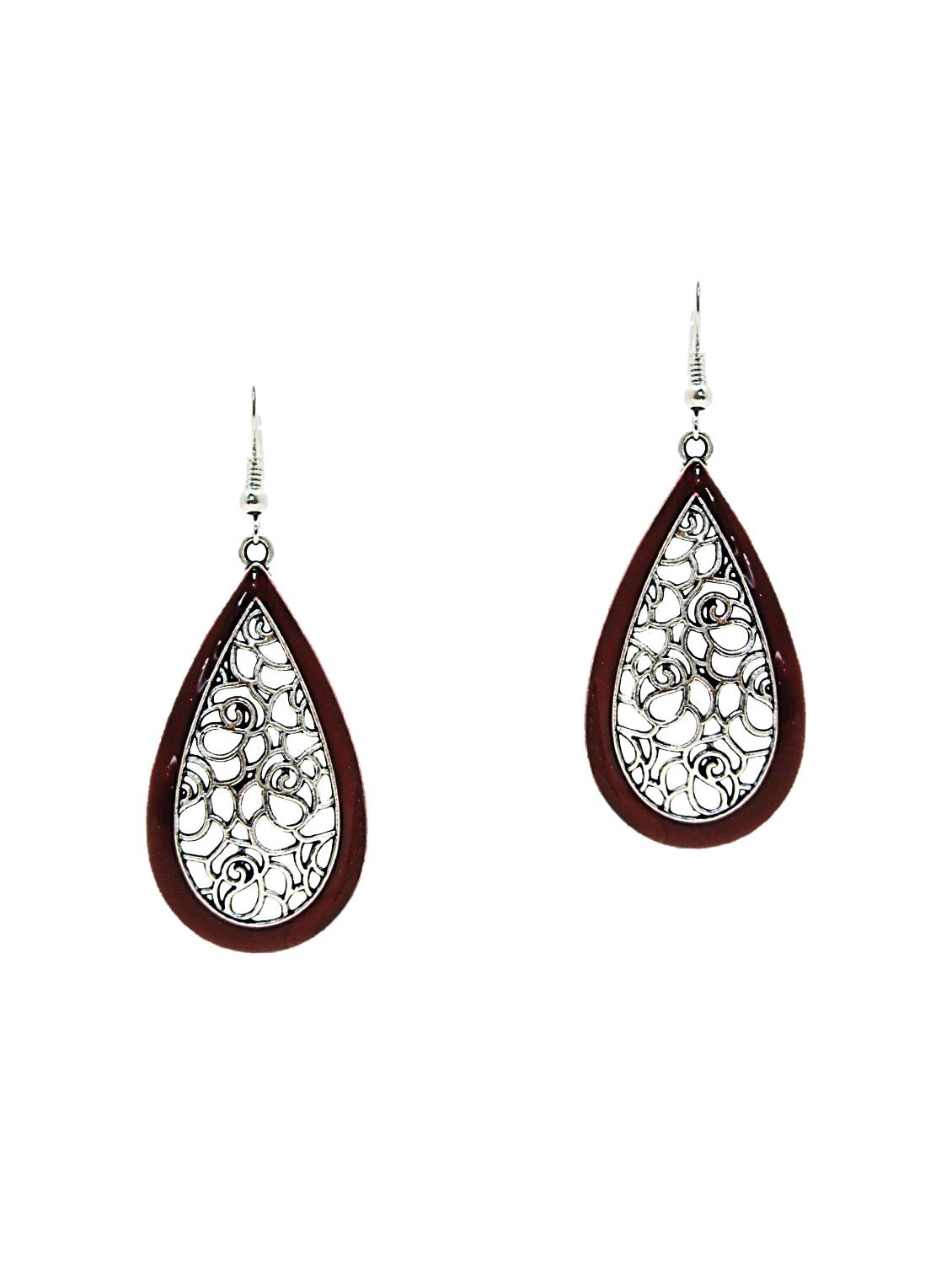 red metal drop earring - 15095739 -  Zoom Image - 0