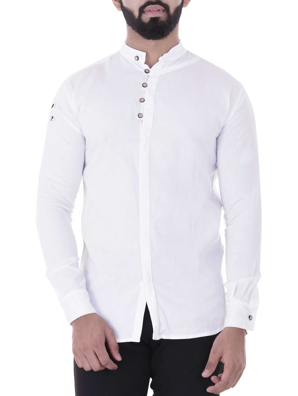 white solid casual shirt
