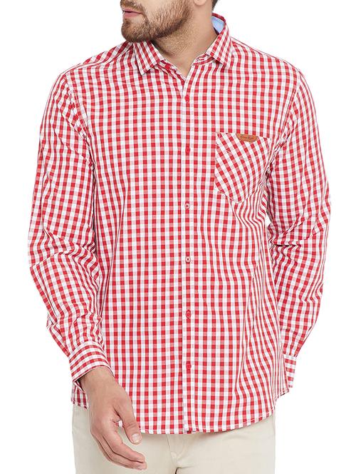 red cotton casual shirt - 15102855 - Standard Image - 0