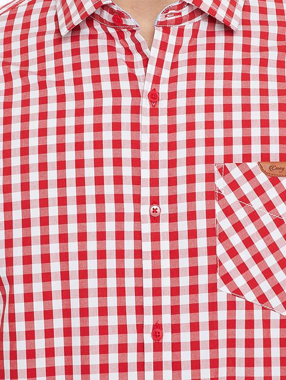 red cotton casual shirt - 15102855 - Standard Image - 3