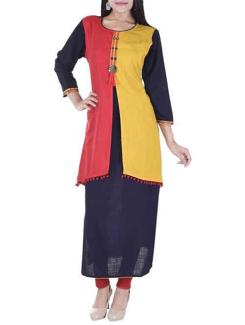 blue rayon layered kurta - 15103011 -  Standard Image - 0