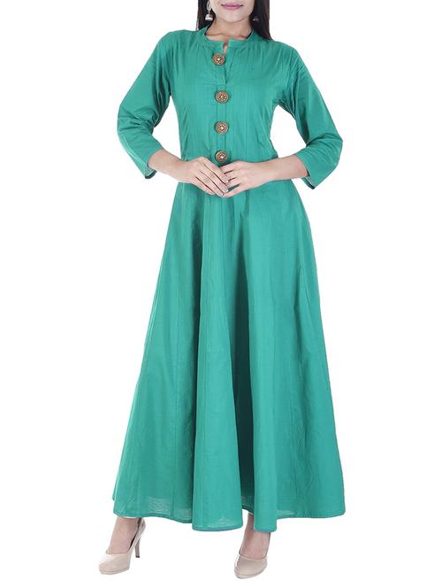 teal anarkali solid kurta - 15103018 -  Standard Image - 0