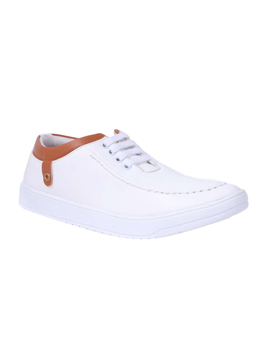 white leatherette lace up sneaker