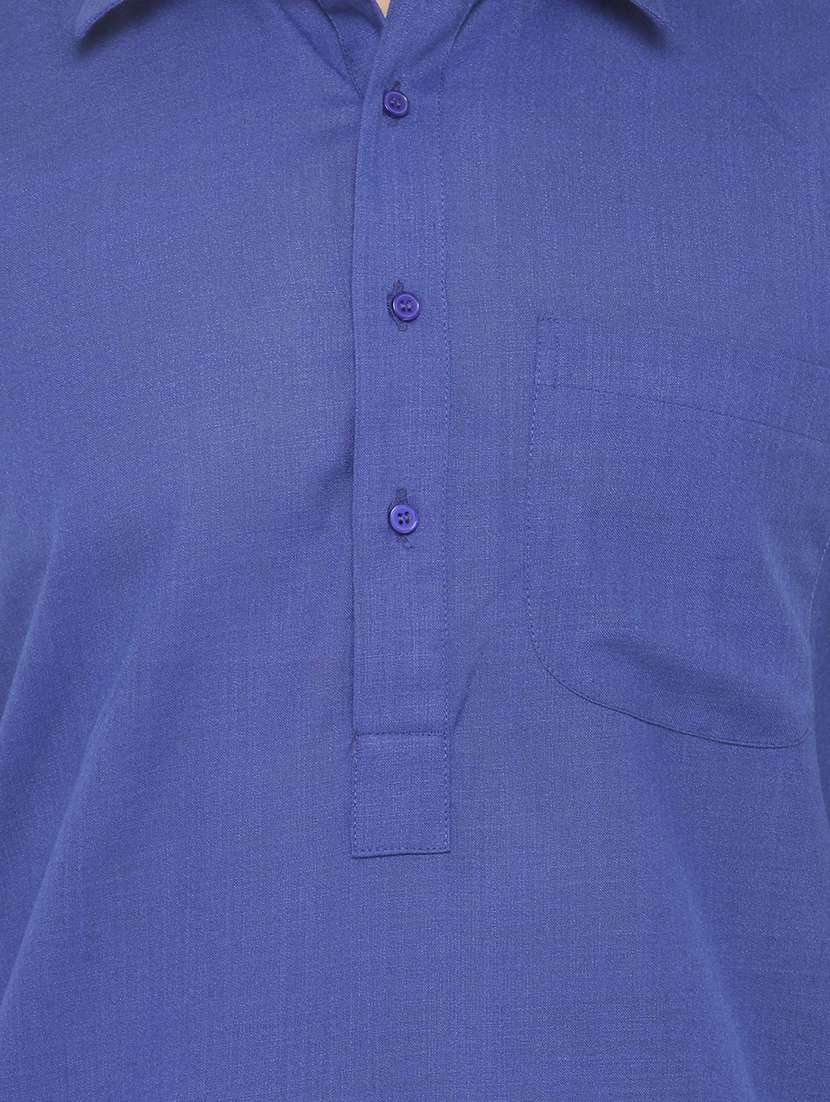 blue cotton pathani kurta set - 15107150 - Standard Image - 3