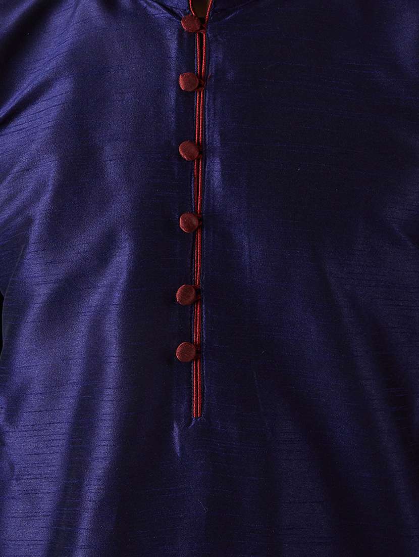 blue silk blend dhoti kurta set - 15107163 -  Standard Image - 3