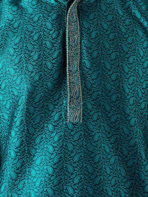 blue silk blend dhoti kurta set - 15107167 -  Standard Image - 3