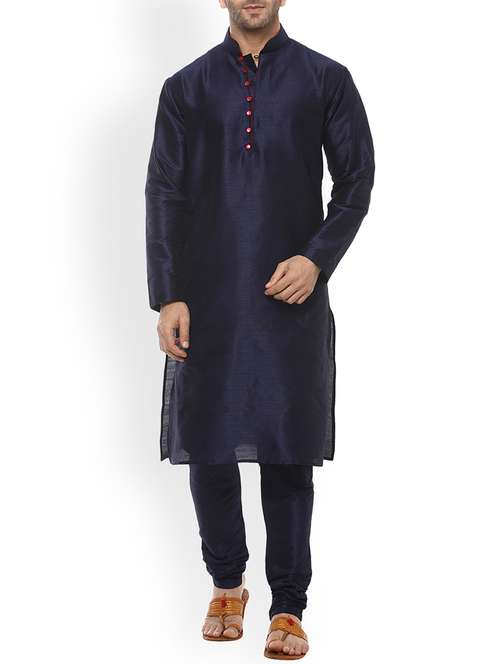 blue silk blend kurta pyjama set - 15107172 - Standard Image - 0