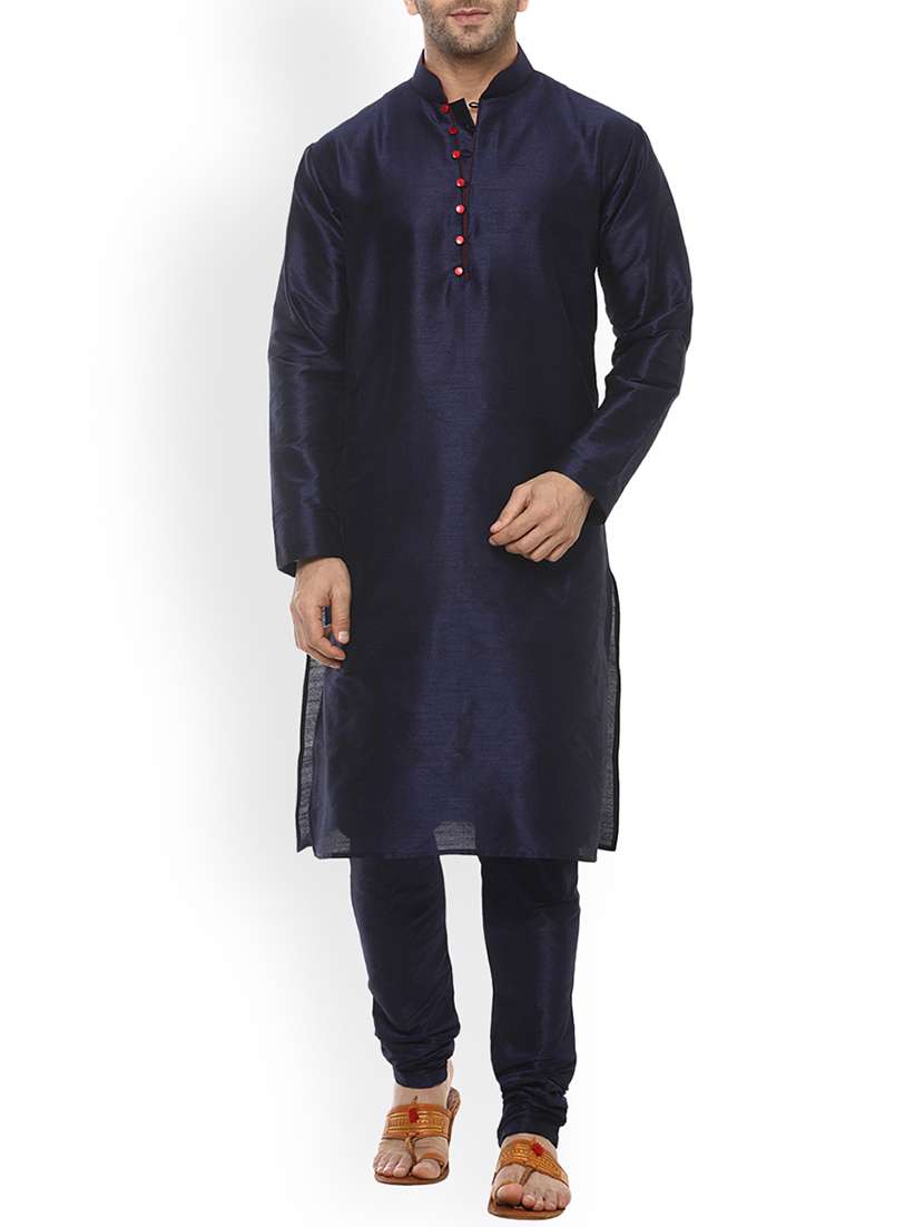 blue silk blend kurta pyjama set - 15107172 - Zoom Image - 0