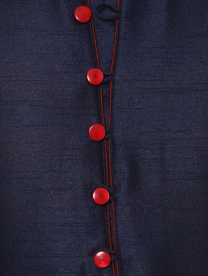 blue silk blend kurta pyjama set - 15107172 - Standard Image - 3