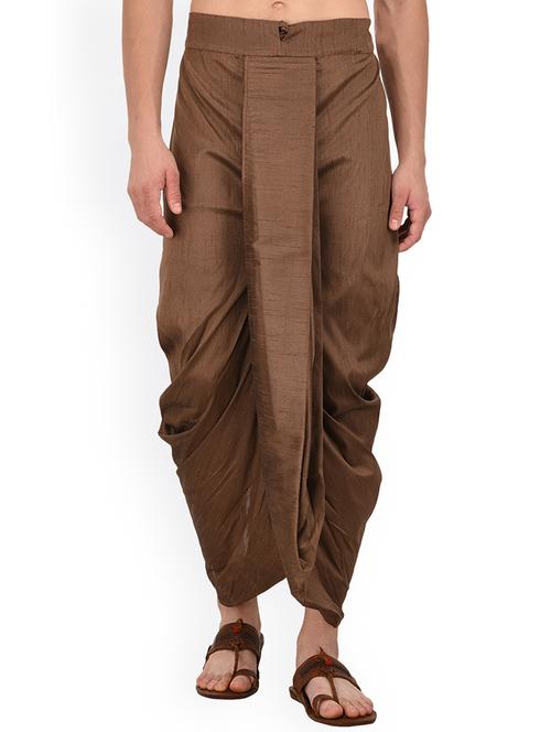 brown silk blend dhoti - 15107178 - Standard Image - 0