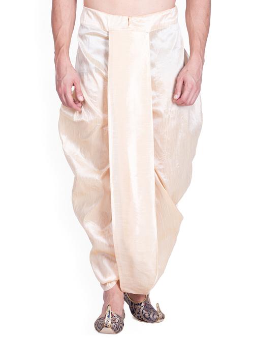 beige silk blend dhoti - 15107179 -  Standard Image - 0