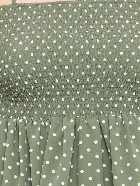 olive cotton polka dotted a line top - 15107251 - Standard Image - 3