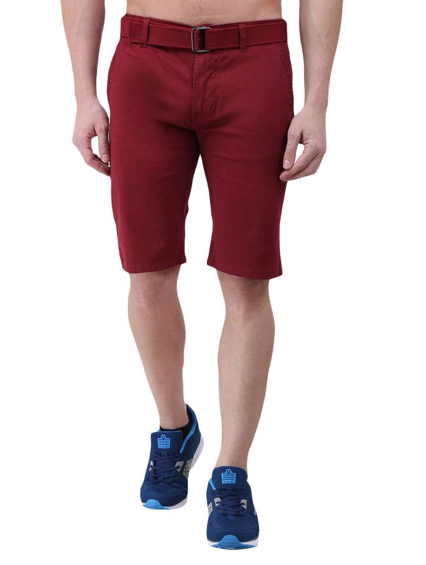 red cotton bermuda shorts