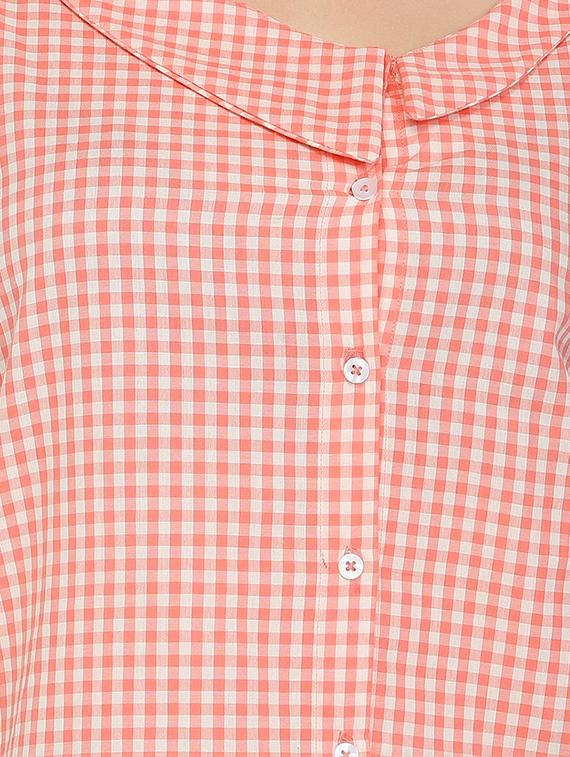 orange cotton checkered top - 15108586 - Standard Image - 3