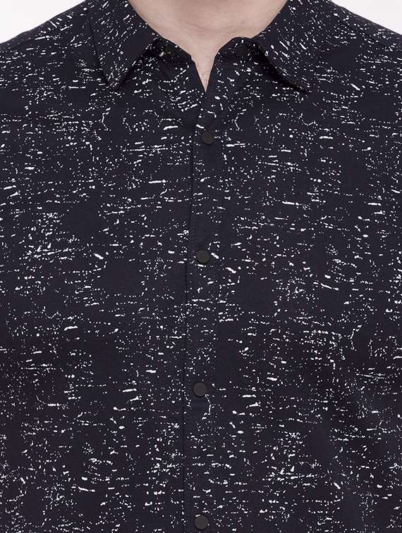 navy blue cotton blend casual shirt - 15113372 -  Standard Image - 3