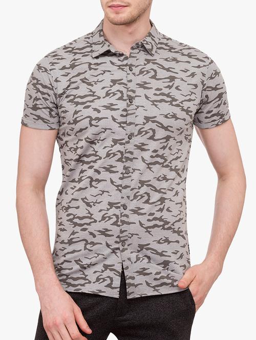 grey cotton blend casual shirt - 15113389 - Standard Image - 0