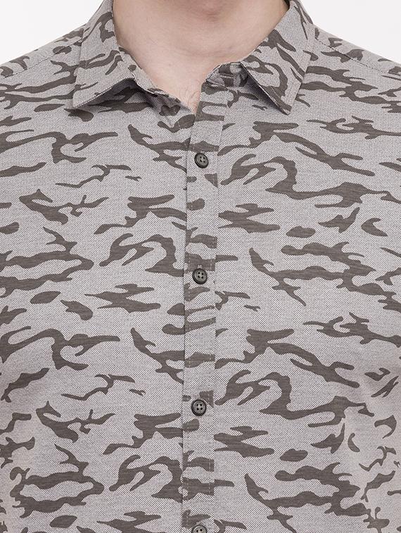 grey cotton blend casual shirt - 15113389 - Standard Image - 3