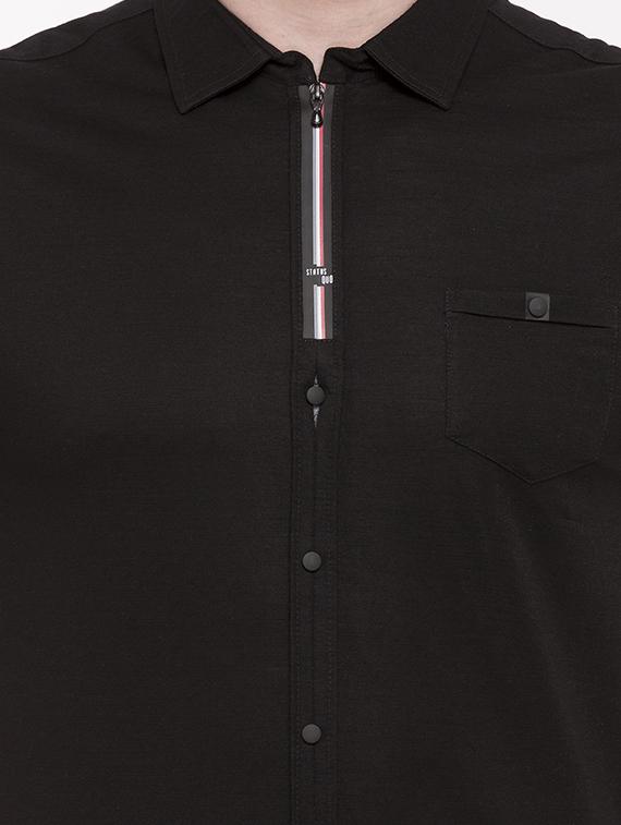 black cotton casual shirt - 15113393 - Standard Image - 3