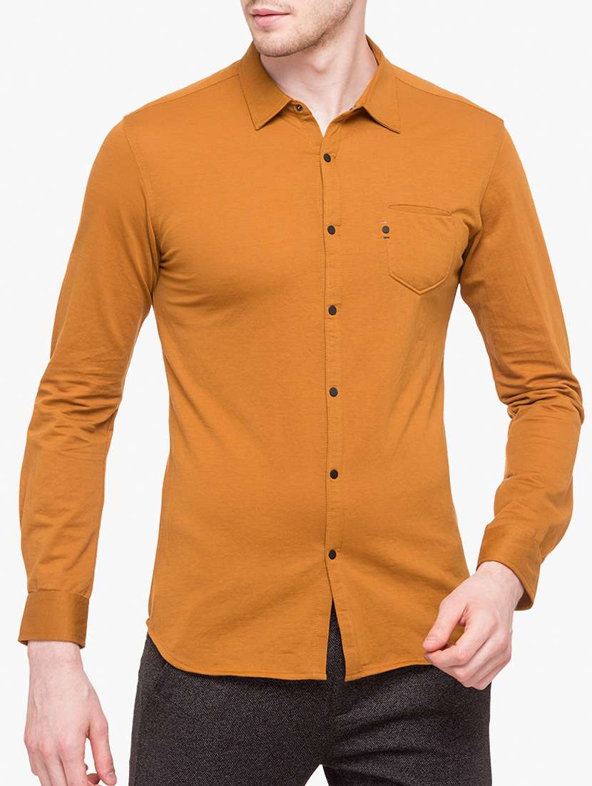 orange cotton blend casual shirt - 15113400 -  Zoom Image - 0