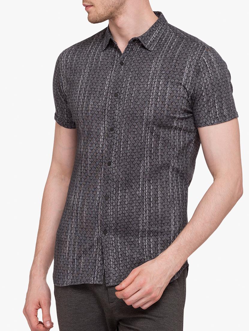 grey cotton casual shirt - 15113406 -  Zoom Image - 0