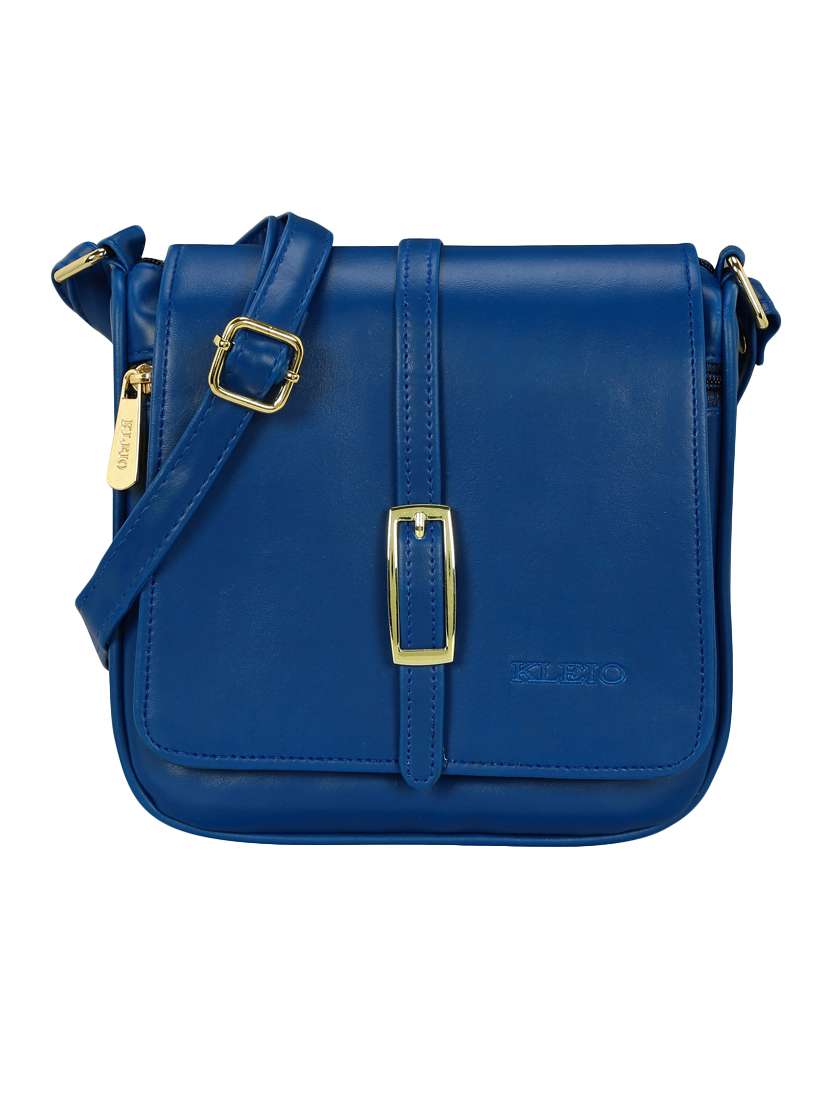 blue leatherette  regular sling bag