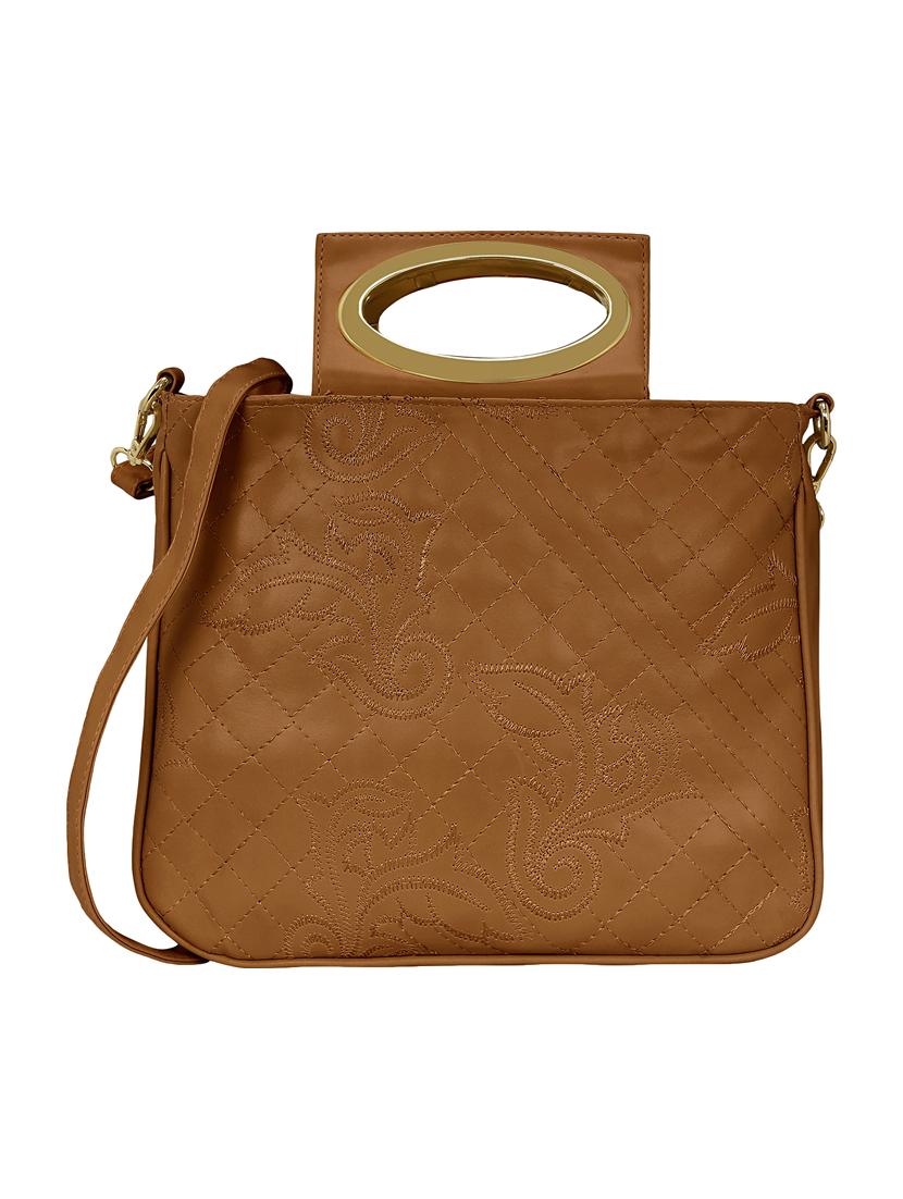 tan leatherette regular sling bag - 15116988 -  Zoom Image - 0