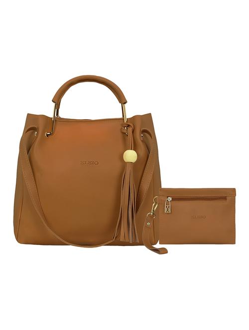 brown leatherette tote - 15117080 - Standard Image - 0