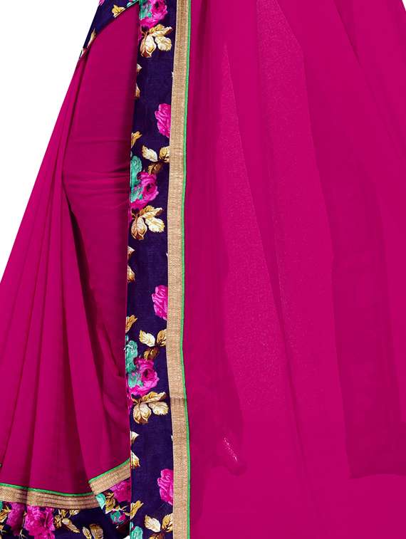 women's bordered royal blue colored saree with blouse - 15118694 - Standard Image - 3