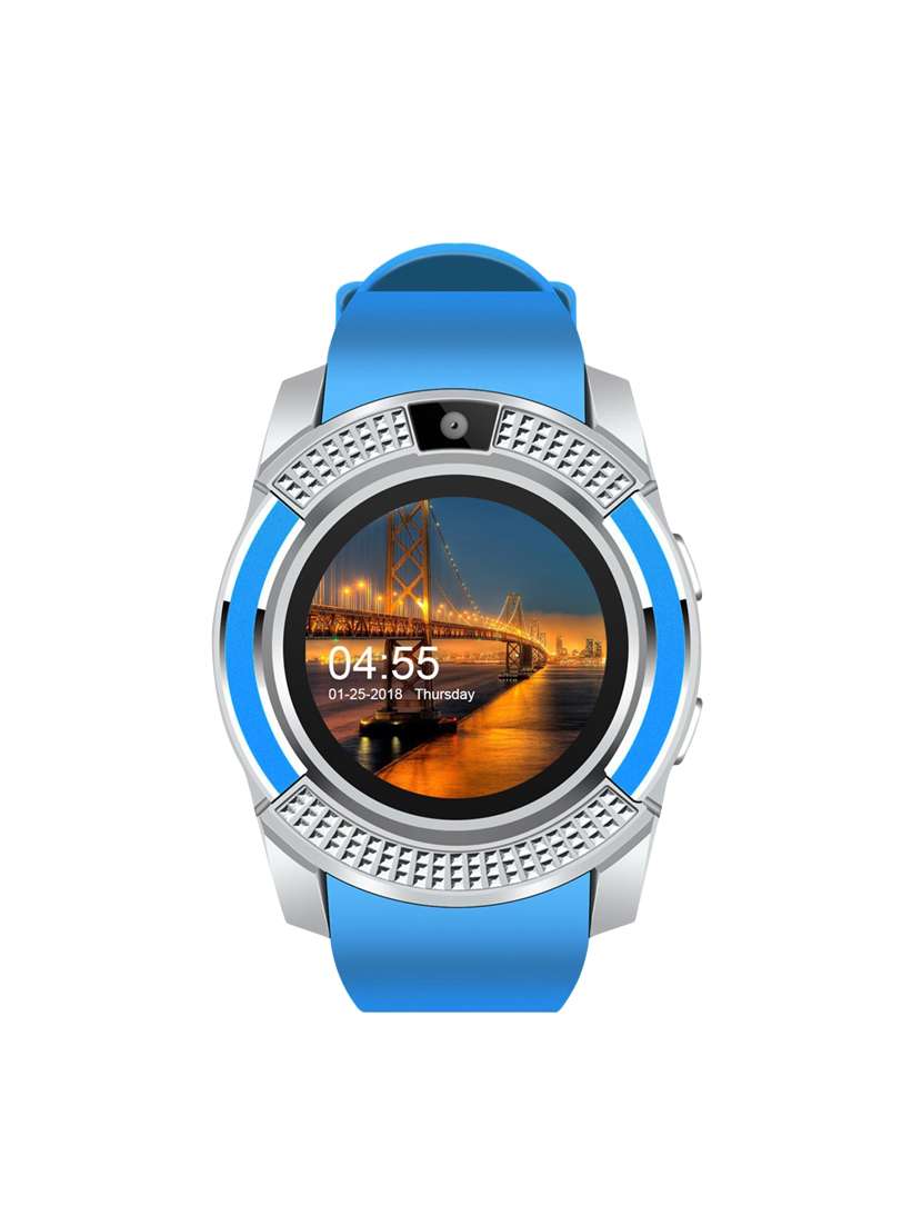 Buy online Jm New V8 Blue Colour Smart Watch With Sim/sd Card