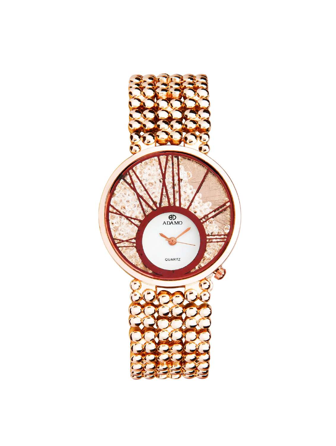 adamo analogue white dial women's watch -ad82km01
