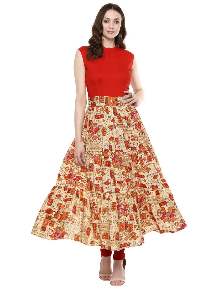 printed flared kurta