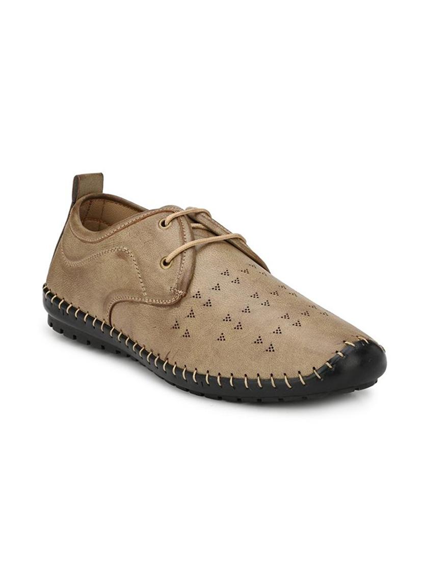 beige leatherette lace up shoes - 15121092 - Zoom Image - 0