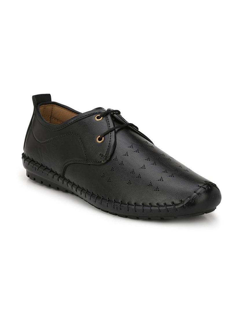 black leatherette lace up shoes - 15121094 -  Zoom Image - 0