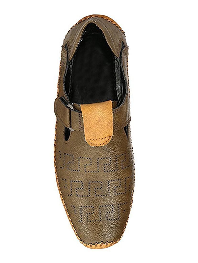 brown leatherette slip on sandal - 15121115 - Standard Image - 3