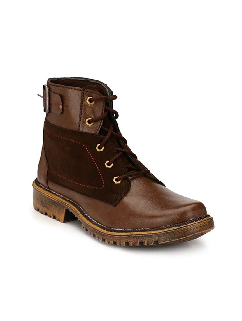 brown leatherette high ankle boot