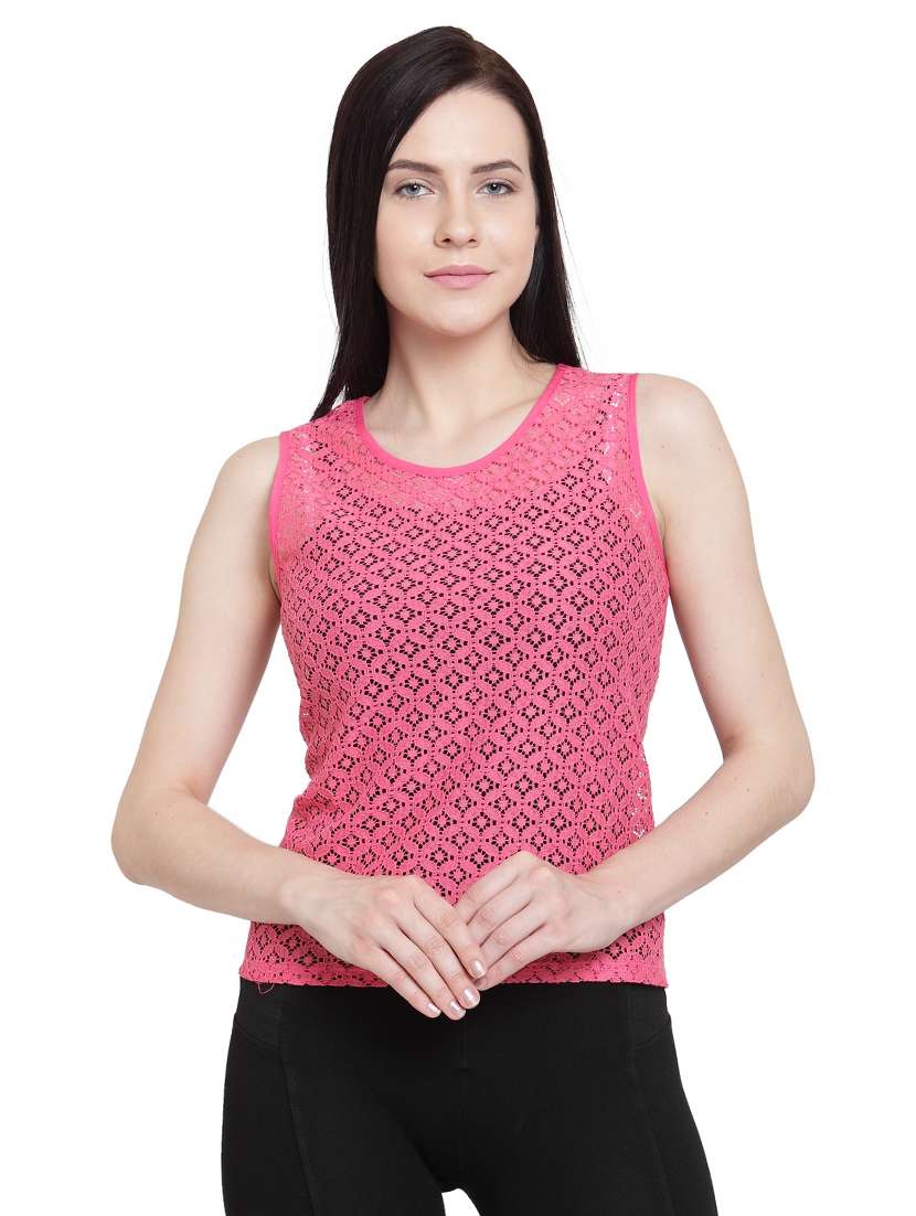 pink solid cotton top