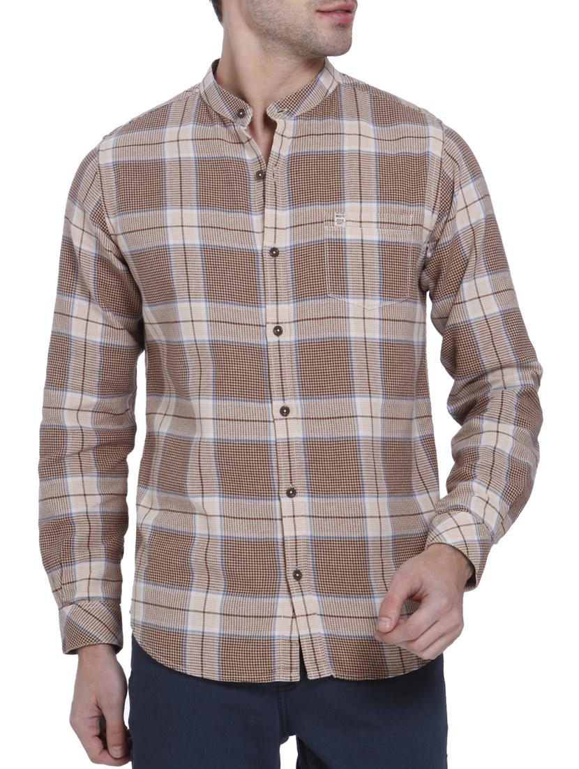 brown cotton casual shirt - 15124535 - Zoom Image - 0