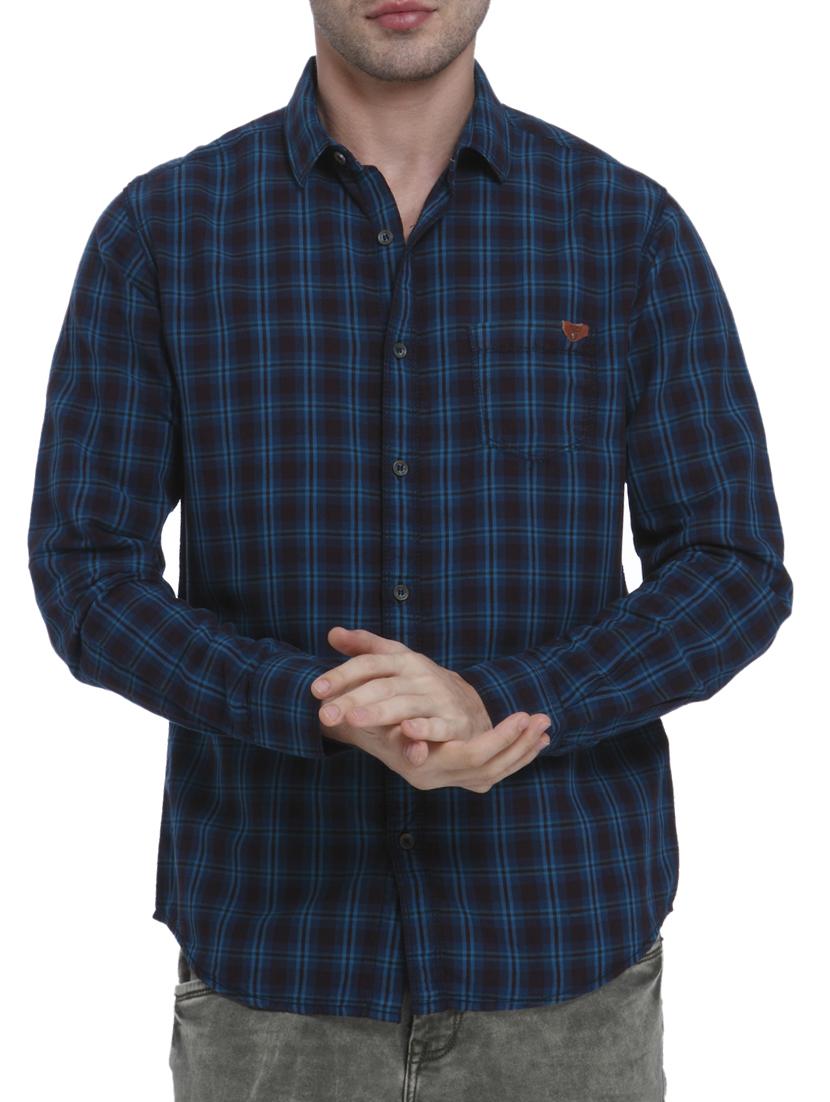 blue cotton casual shirt - 15124540 -  Zoom Image - 0