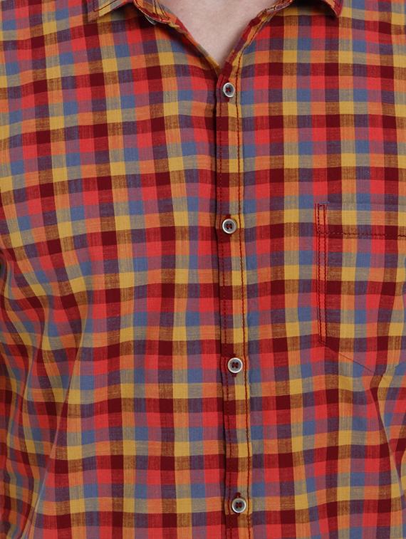 red cotton casual shirt - 15124547 - Standard Image - 3