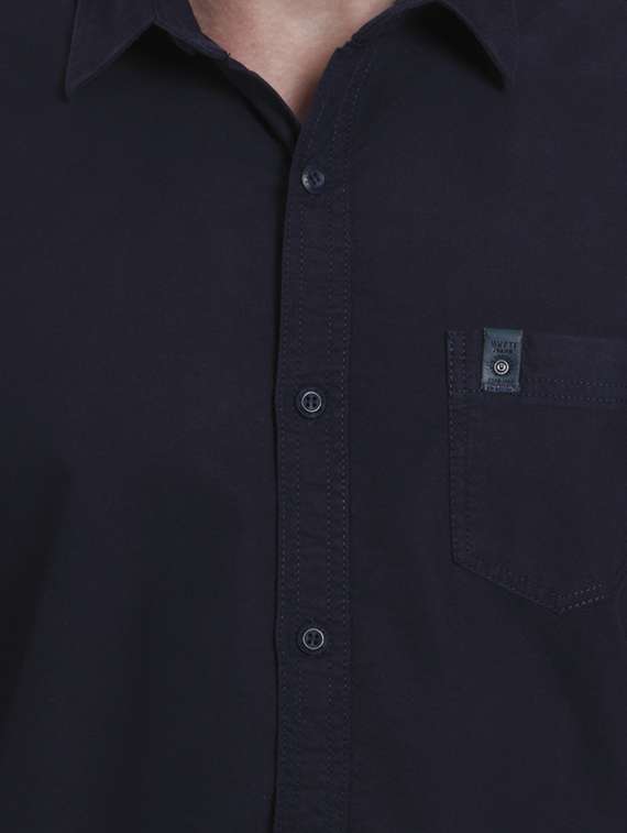 navy blue cotton casual shirt - 15124549 -  Standard Image - 3