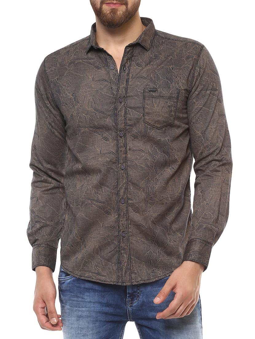 brown cotton casual shirt - 15124555 -  Zoom Image - 0