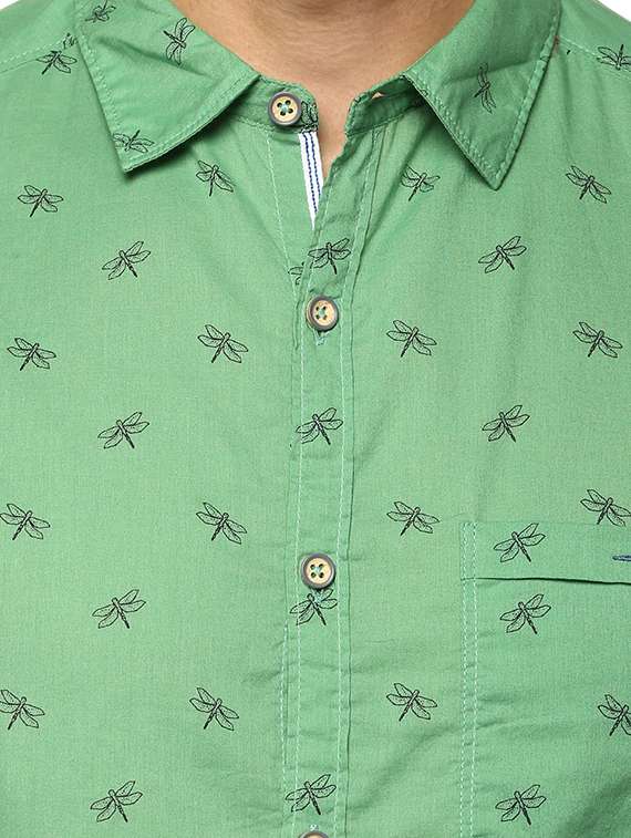 green cotton casual shirt - 15124633 -  Standard Image - 3