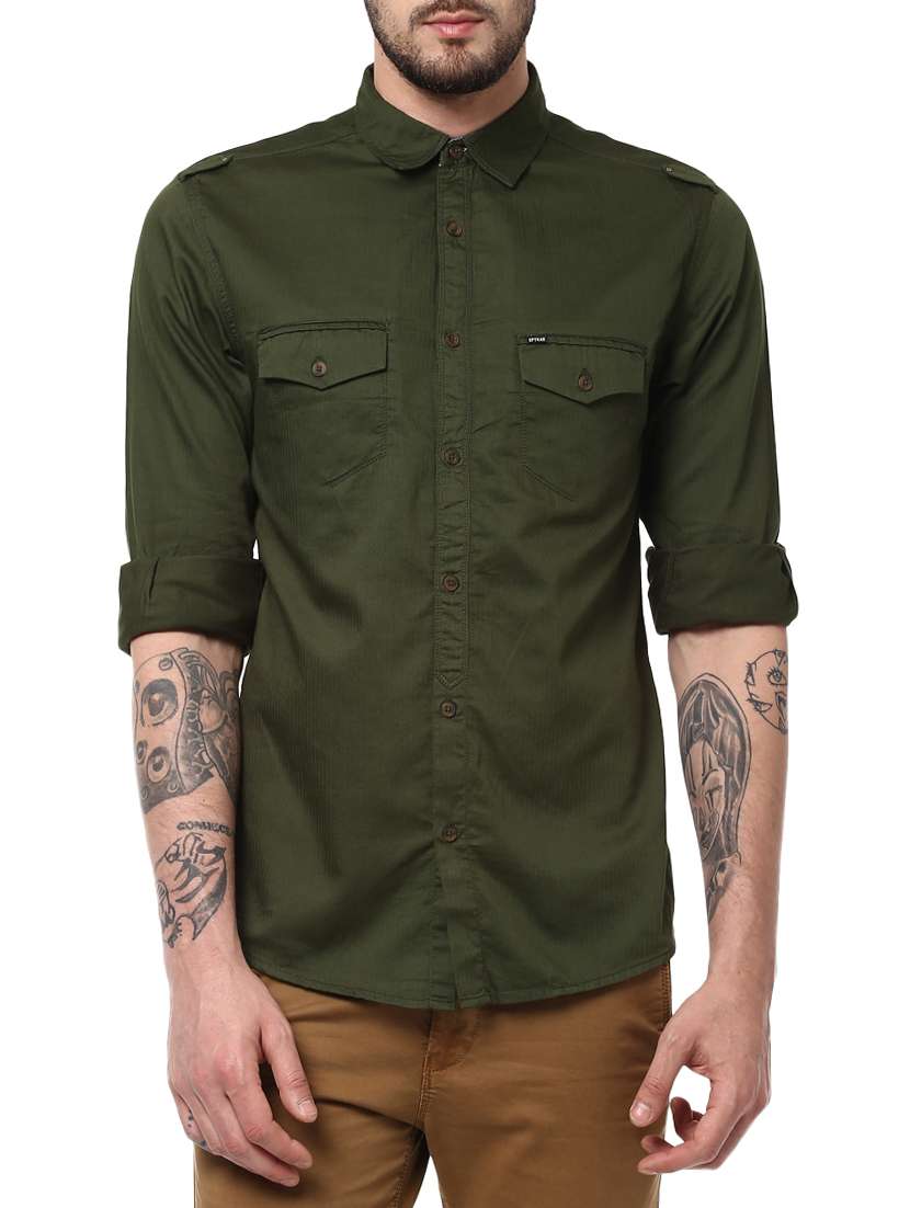 green cotton short kurta - 15124650 - Zoom Image - 0