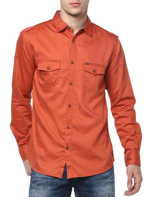orange cotton casual shirt - 15124651 - Standard Image - 0