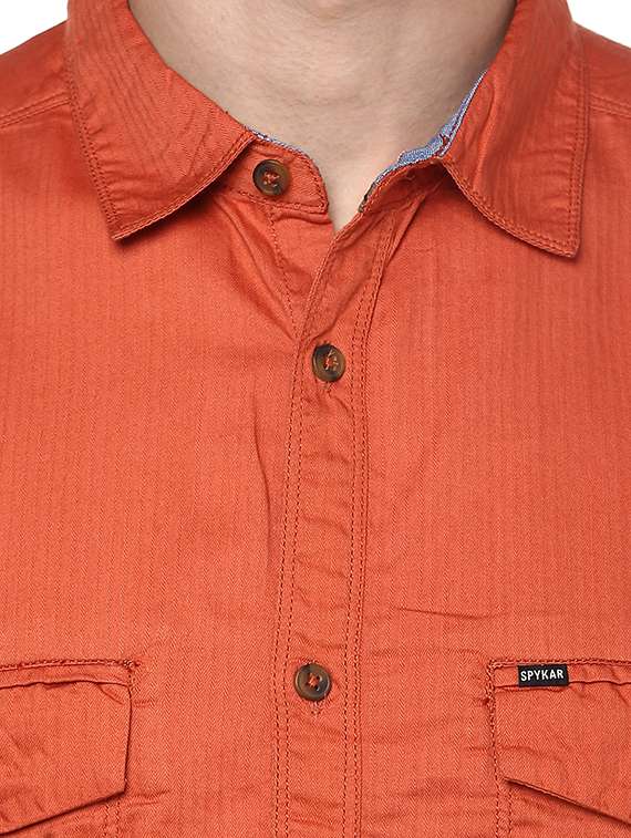 orange cotton casual shirt - 15124651 - Standard Image - 3