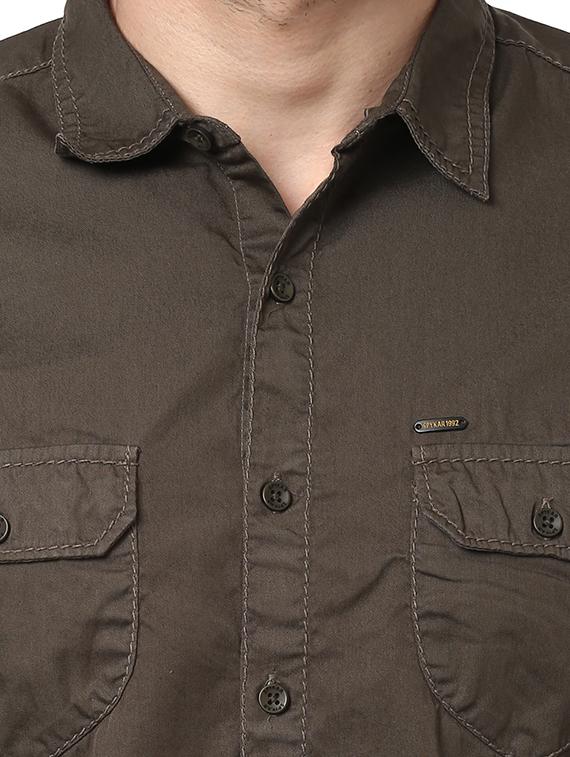 brown cotton casual shirt - 15124654 - Standard Image - 3