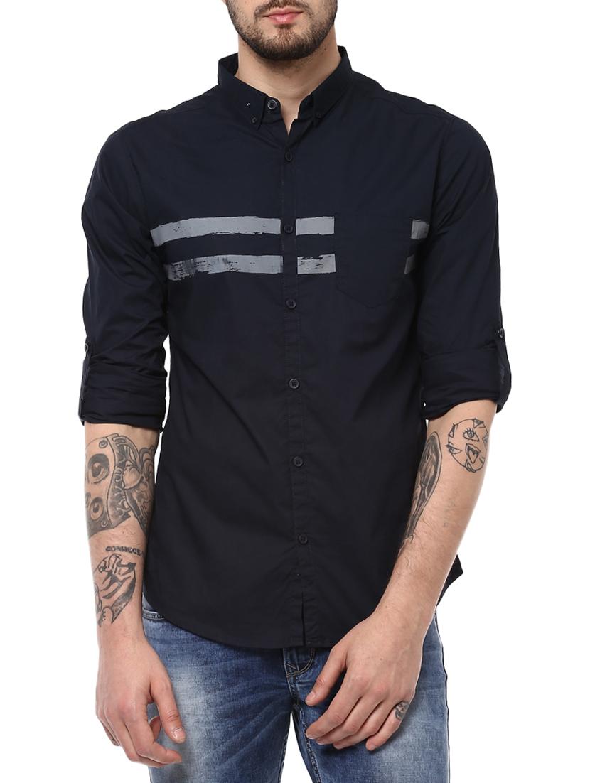 blue cotton casual shirt - 15124655 -  Zoom Image - 0