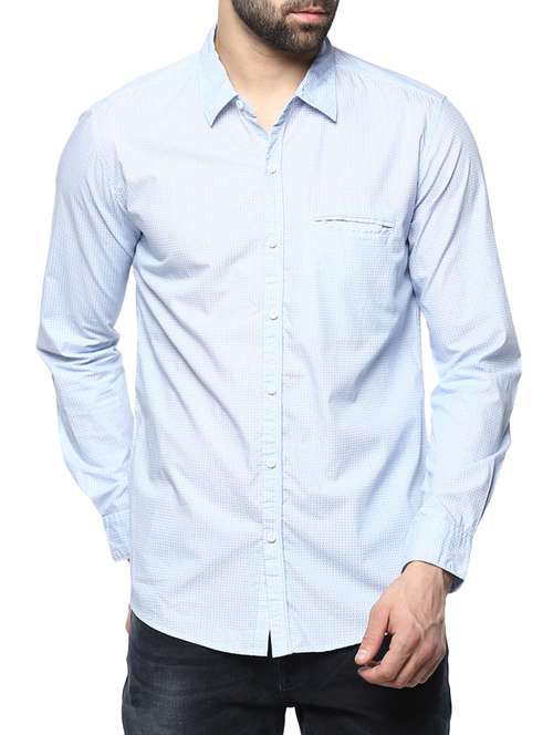 light blue cotton casual shirt - 15124670 - Standard Image - 0